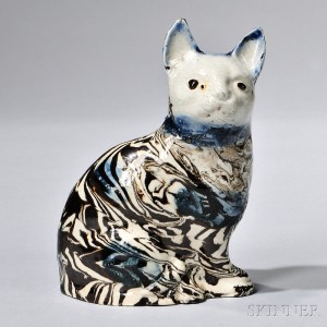 Staffordshire White Salt-glazed Stoneware Solid Agate Model of a Cat, England, c. 1745 (Lot 286, Estimate $1,500-$2,500)