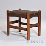 Arts and Crafts Oak and Leather-upholstered Stool, early 20th century (Lot 1105, Estimate $200-$300)