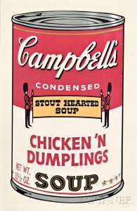 Andy Warhol (American, 1928-1987)  Chicken 'n Dumplings, from Campbell's Soup II, 1969, edition of 250 (Lot 69A, Estimate $10,000-$15,000)