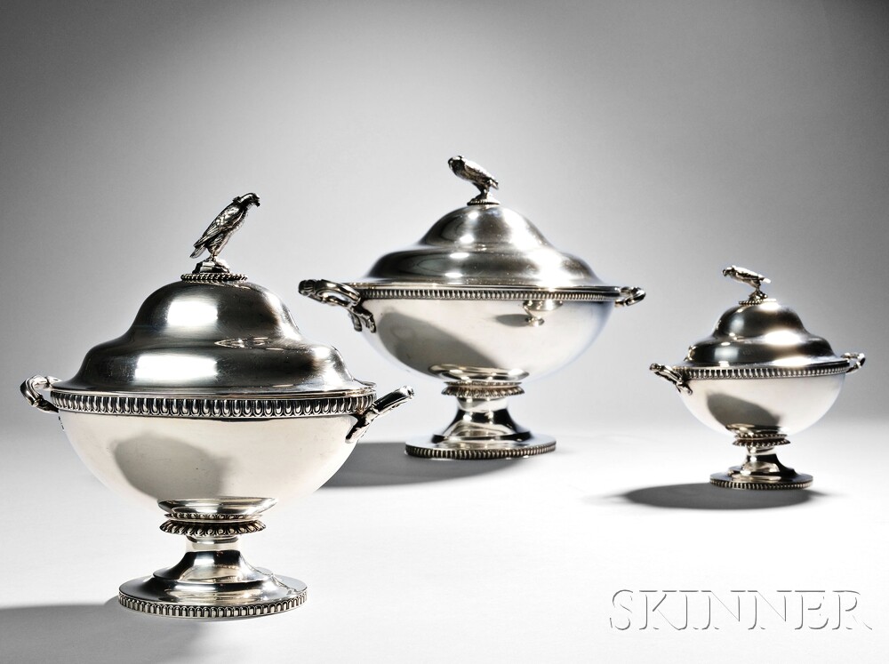 Three Tiffany & Co. Sterling Silver Tureens and Covers (Lot 51, Estimate $2,000-$4,000)