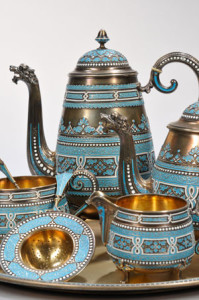 Extensive David Andersen Sterling Silver and Cloisonne-enameled Tea and Coffee Service, Christiania (Oslo), Norway, c. 1896 (Sold for: $12,300)