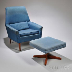 Dux Upholstered Hardwood Armchair and Ottoman, Sweden, mid-20th century (Lot 1148, Estimate $300-$500)