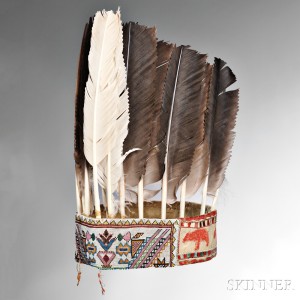 Rare and Important Eastern Ojibwa (Saulteau) War Chief's Turban-Headdress, c. 1840s (Lot 191, Estimate $12,000-$16,000)