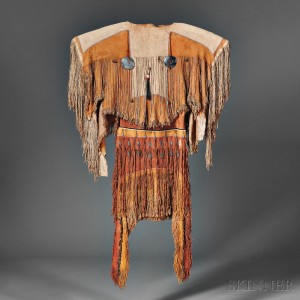 Rare and Important Plains Apache Woman's Dress and Moccasins, c. 1850 (Lot 148, Estimate $80,000-$120,000)