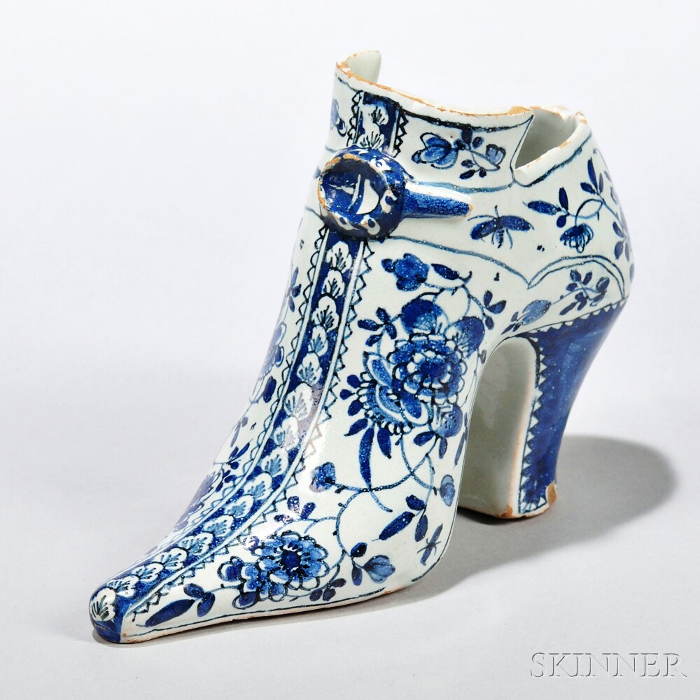 Tin-glazed Earthenware Model of a Shoe, England, c. 1710-30 (Lot 181, Estimate $2,000-$3,000)