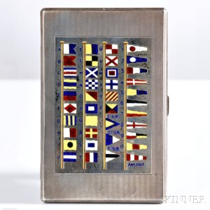 Gold-washed Sterling Silver and Enamel-decorated Cigarette Case, W. Benson, Ltd., England, 20th century (Lot 1350, Estimate $300-$500)