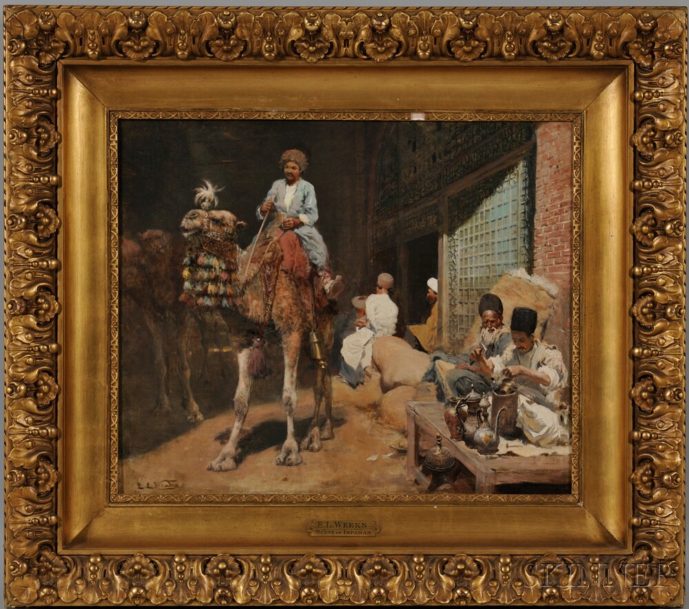 Edwin Lord Weeks (American, 1849-1903) Market in Ispahan or Caravansary outside the Bazaar in Ispahan (Lot 233, Estimate: $30,000-50,000)