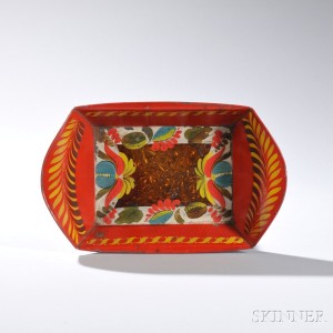 Red-painted Tinware Bread Basket, probably Philadelphia, Pennsylvania, c. 1825-35 (Lot 402, Estimate $8,000-12,000)