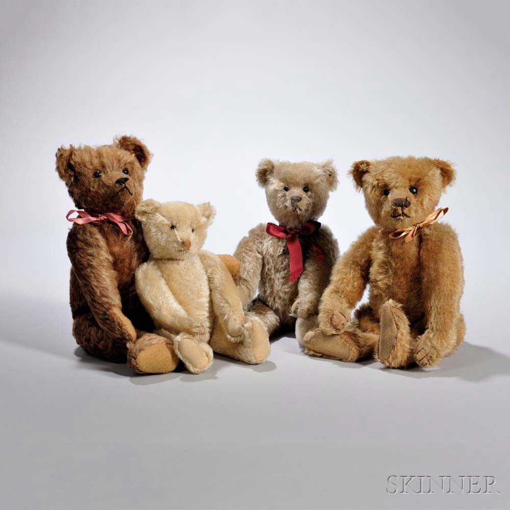 Three Steiff Limited Edition Annual Teddy Bear Convention Mohair Teddy Bears, 1988-1990 (Lot 156, Estimate: $400-600)