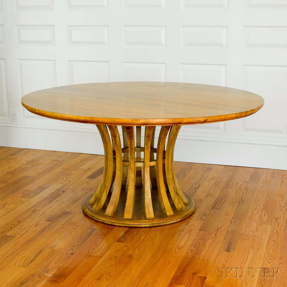 Blonde Asian Hardwood Circular Pedestal Dining Table (Lot 1223, Estimate: $200-400)