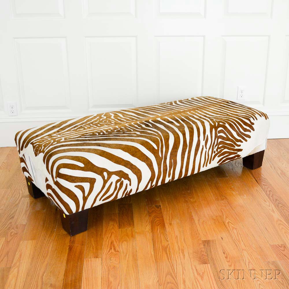 Hide-upholstered Zebra-print Bench (Lot 1216, Estimate: $300-400)