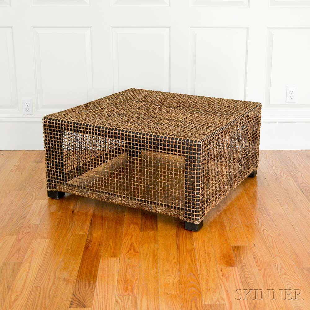 Rattan-clad Cube Table (Lot 1218, Estimate: $100-200)