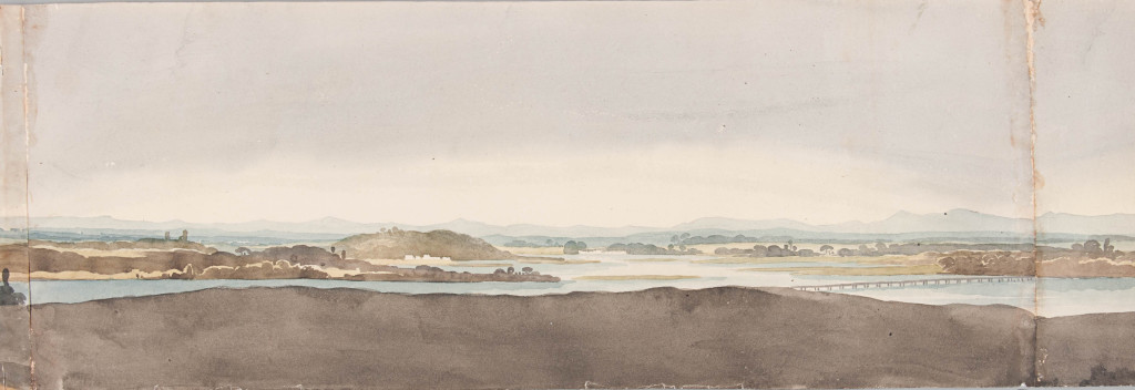 Panel 5. Extreme right: The mill dam and the fresh water mill pond.