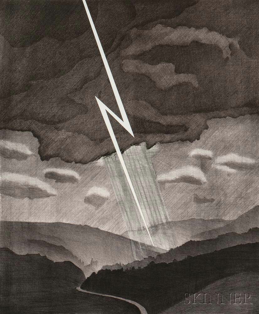 David Hockney (British, b. 1937) Lightning, from The Weather Series, 1973 (Lot 78, Estimate: $7,000-9,000)