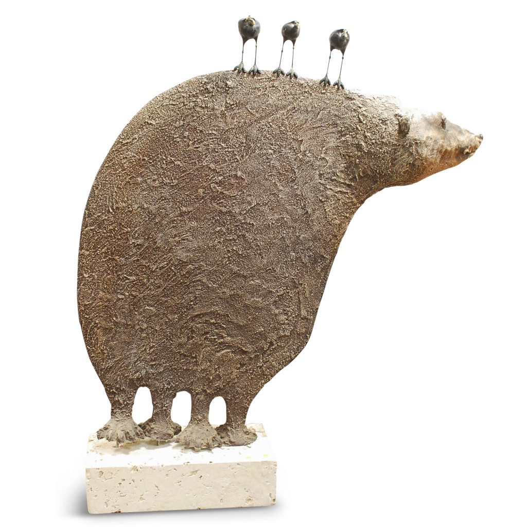 For the person who has everything…a Painted Plaster Sculpture of a Bear and Three Birds (166521/2) 2031