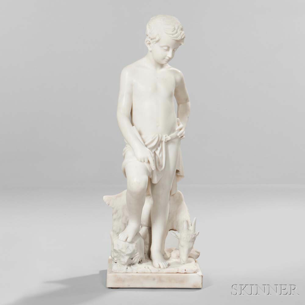 Continental School, 19th century, Marble Sculpture of a Boy with a Goat (Lot 678, Estimate: $2,000-4,000)