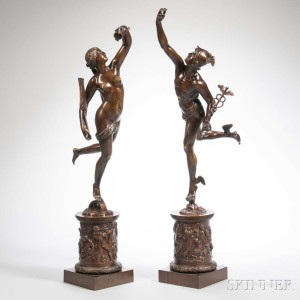 After Giambologna (Flemish, 1529-1608) Grand Tour Figures of Mercury and Fortona (Lot 411, Estimate: $5,000-7,000)