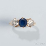 18kt Gold, Diamond, and Sapphire Ring (Lot 1021, Estimate: $400-600)