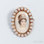 14kt Gold Hand-painted Portrait Brooch (Lot 1034, Estimate: $200-300)
