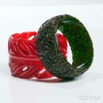 Two Carved Bakelite Bangles (Lot 1106, Estimate: $200-300)
