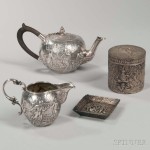 Four Pieces of Silver Repousse Tableware (Lot 1403, Estimate: $200-300)