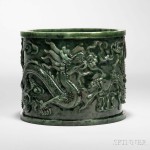 Spinach Green Jade Brush Pot, China, 18th/19th century (Lot 193, Estimate: $5,000-7,000)