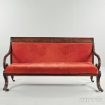 Classical Carved Mahogany and Mahogany Veneer Upholstered Sofa (Lot 207, Estimate $200-300)