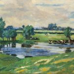 Charles Reiffel (American, 1862-1942) Pasture with Cattle Wading (Lot 1000, Estimate: $5,000-8,000)