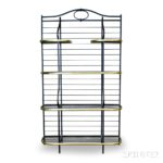 Wrought Iron and Brass Four-tier Baker's Rack (Lot 1021, Estimate: $300-500)