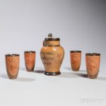Cased Doulton Lambeth Benjamin Disraeli Commemorative Five-piece Stoneware Drinking Set, England, late 19th century (Estimate: $500-700)