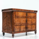 Neoclassical-style Walnut Veneer Three-drawer Trinket Chest, Europe, 19th century (Estimate: $350-450)
