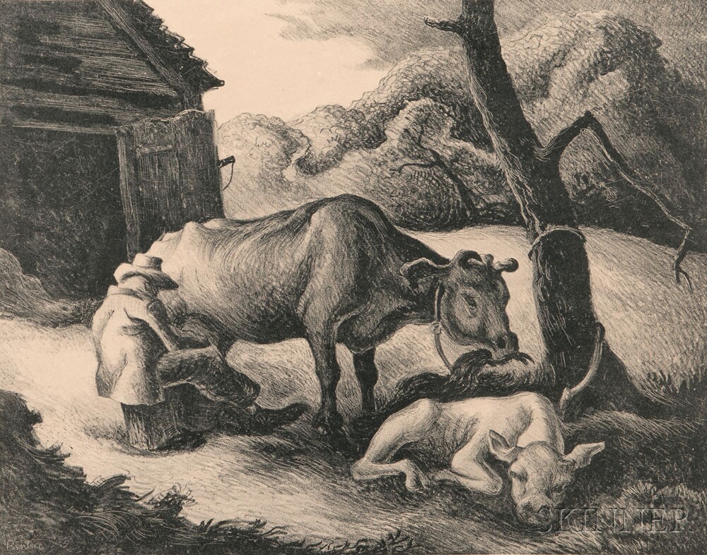 Thomas Hart Benton (American, 1889-1975) White Calf, 1945 (Lot 40, Estimate: $1,500 - 2,000)