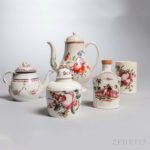 Four Creamware Paint-decorated Vessels, 18th/19th century (Lot 1031, Estimate: $300-500)