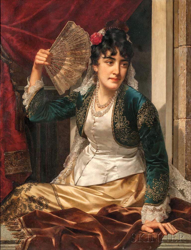 Jan Frederik Pieter Portielje (Dutch, 1829-1908) Woman with a Fan (Lot 233, Estimate: $10,000-15,000)