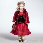 French Fasion Doll, Red Jacket and Dress, Hat and Purse (Estimate: $600-800)