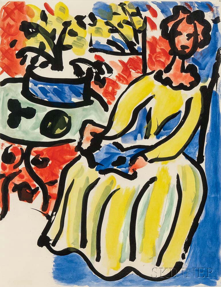 Henri Matisse (French, 1869-1954) Marie-José en robe jaune, 1950 (Lot 95, Estimate: $50,000-80,000)
