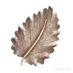 Silver and 18kt Gold Leaf Brooch, Buccellati (Lot 1013, Estimate $800-1,200)