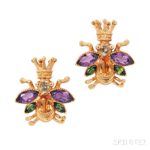 Pair of 18kt Gold Gem-set Insect Brooches, Cynthia Bach (Lot 1030, Estimate $600-800)