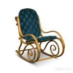 Thonet-style Upholstered Bentwood Armed Rocking Chair (Lot 1236, Estimate $20-200)
