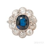 Sapphire and Diamond Ring, c. 1915, (Lot 396, Estimate: $8,000-10,000)