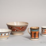 Four Mocha-decorated Ceramic Tableware Items, 19th century (Lot 18, Estimate $300-500)