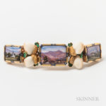 Victorian 14kt Gold, Enameled, and Teeth Bracelet Segment (Lot 1255, Estimate $400-600)