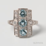 Art Deco-style Platinum, Aquamarine, and Diamond Ring (Lot 1346, Estimate $400-600)