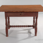 Early Red-painted Tavern Table, Massachusetts, c. 1700 (Lot 1473, Estimate $800-1,200)