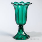 Green Pressed Glass Tulip Vase, Boston & Sandwich Glass Company, Massachusettts, c. 1845-65 (Lot 1717, Estimate $700-900)