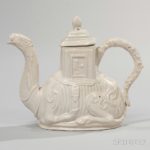 Staffordshire Salt-glazed Stoneware Camel Teapot and Cover, England, c. 1740 (Lot 15, Estimate $1,000-1,500)