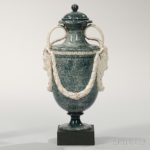Wedgwood & Bentley Glazed White Terra-cotta Porphyry Decorated Vase and Cover, England, c. 1775 (Lot 71, Estimate $2,000-3,000)