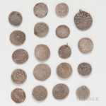 Twenty Mostly Mughal and Indian States Silver Coins (Estimate $400-600)
