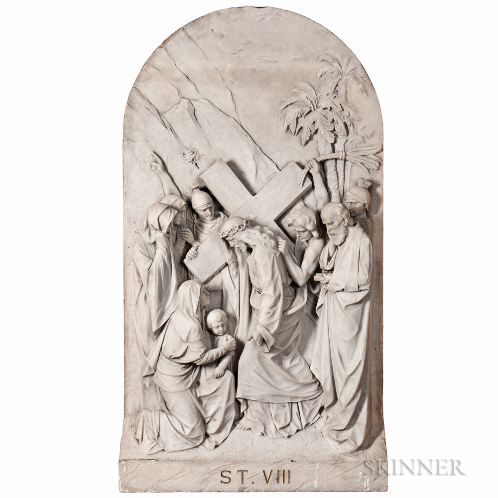 Exceptional Carrara Marble Stations of the Cross Plaques | Skinner Inc.