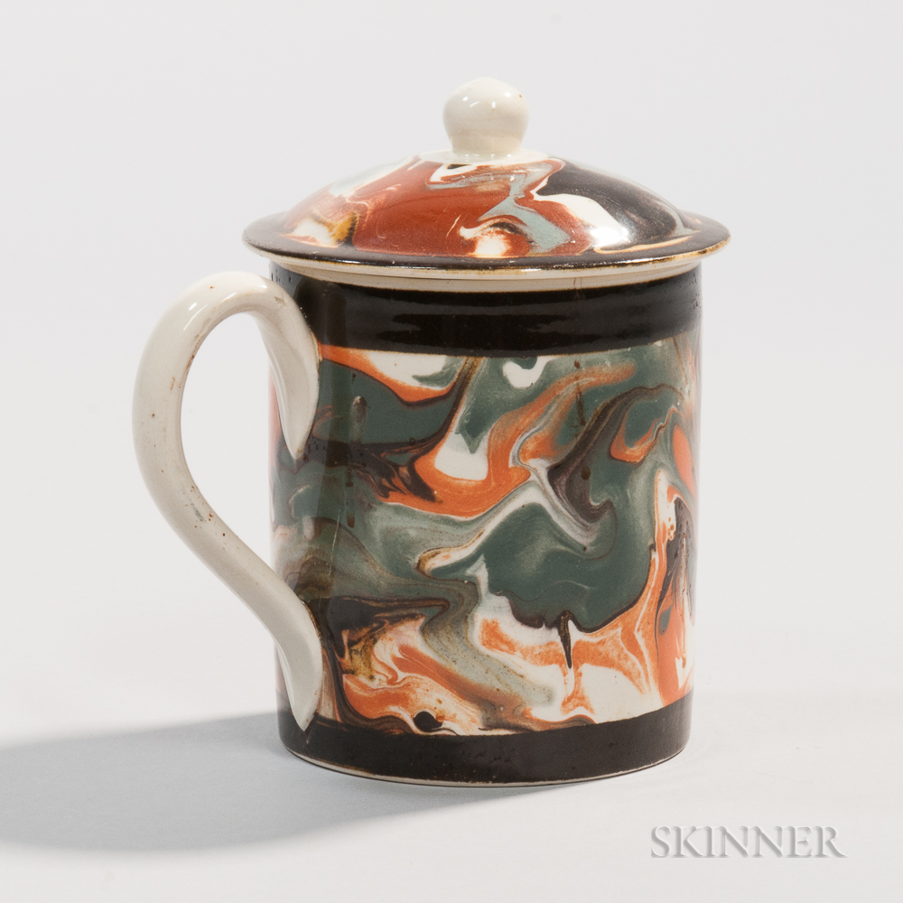 Pearlware Half-pint Mug with Cover, England, c. 1790 (Lot 9, Estimate $800-1,200)